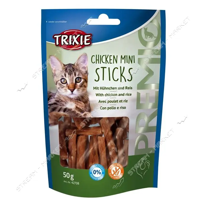 Лакомство для котов Trixie Premio Mini Sticks курица и рис 50г                                      