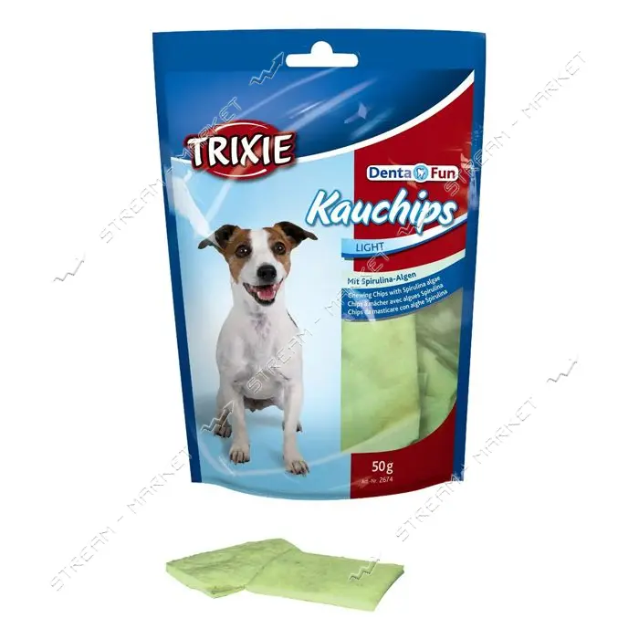 Лакомство для маленьких собак Trixie KauChips Light со спирулиной 50г