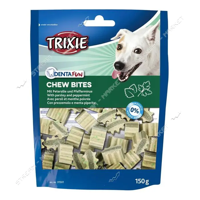 Лакомство для собак Trixie Denta Fun Chew Bites с петрушкой и мятой 150г