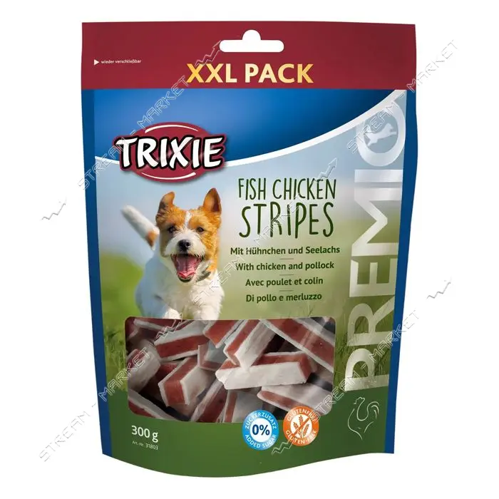 Лакомство для собак Trixie Premio Chicken and Pollock Stripes палочки курица и лосось 300г          