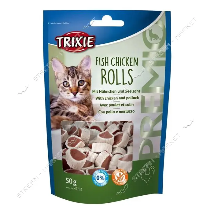 Лакомство для котов Trixie Premio Rolls курица и сайда 50г                                          