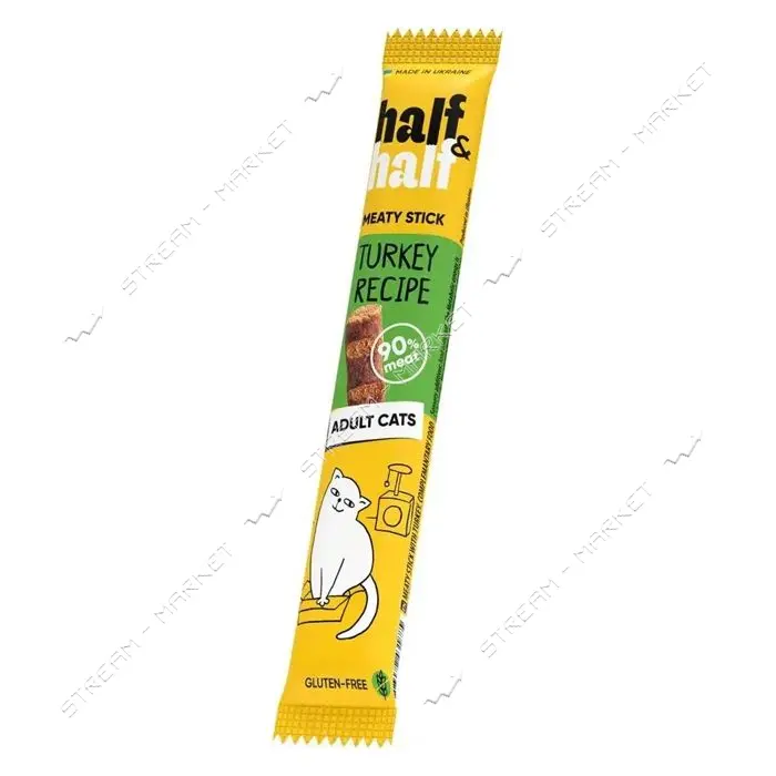 Лакомство для кошек Half and Half мясные палочки с индейкой 5г                                      