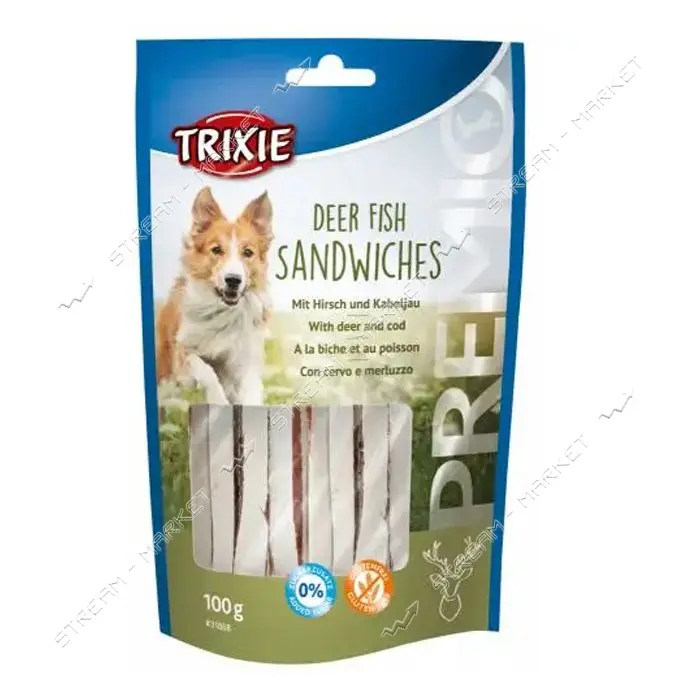 Лакомство для собак Trixie Premio Deer Fish Sandwiches с оленем и треской 100г