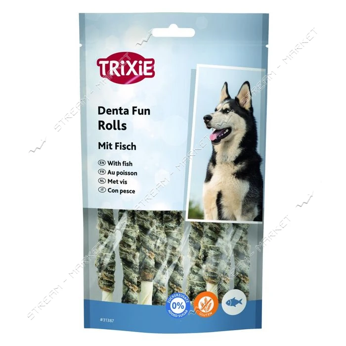 Паличка для чищення зубів Trixie Denta Fun з рибою 12см 75г 10шт                                    