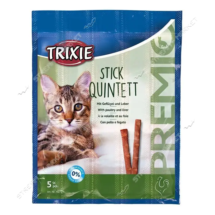 Палочки Trixie Premio Quardo-Sticks с домашней птицей и печенью для кошек 5шт 5г