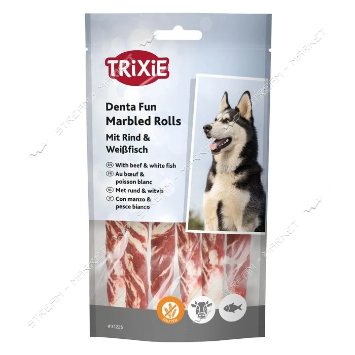 Палички для чищення зубів Trixie Denta Fun з мармуровою яловичиною 12см 70г 6шт