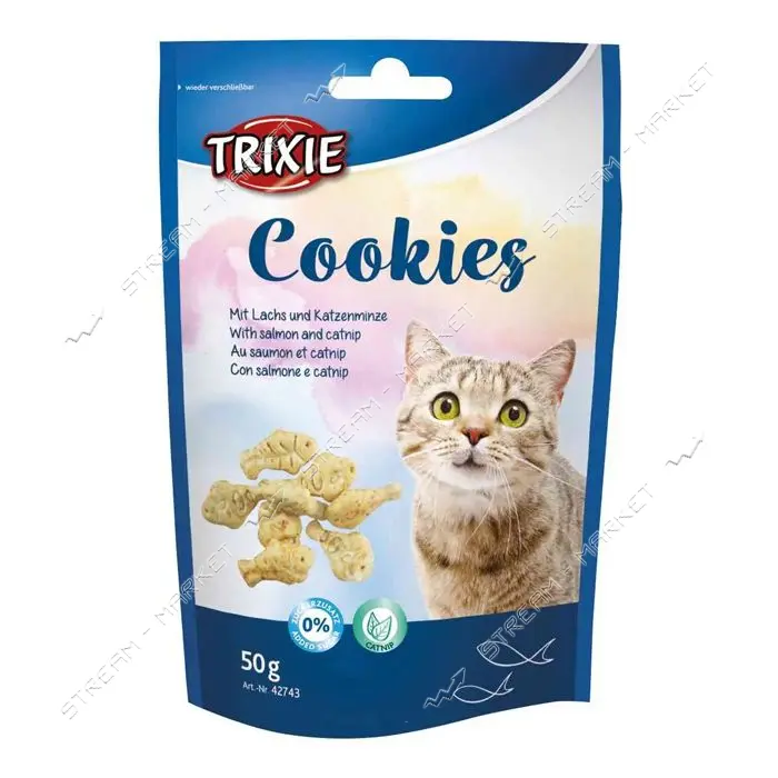 Лакомство для кошек Trixie Cookies с лососем и кошачьей мятой 50г