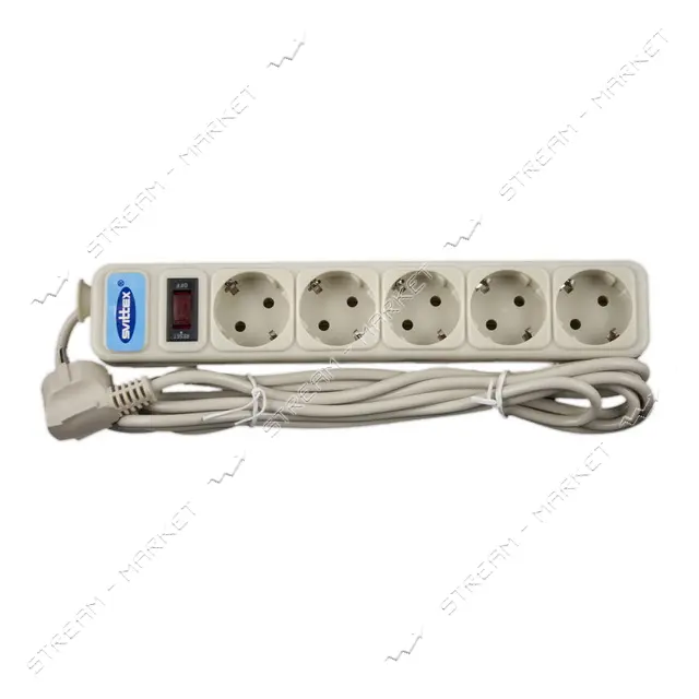 Сетевой фильтр Svittex SV-001 5/1.8м 3х0.75мм2 белый