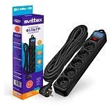 Сетевой фильтр Svittex SV-002 5 гнезд 3м с заземлением и выключателем 3х0.75мм2 10А черный