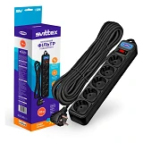 Сетевой фильтр Svittex SV-013 5 гнезд 10м с заземлением и выключателем 3х0.75мм2 10А черный         