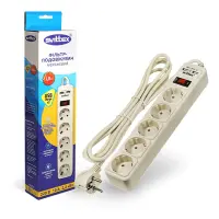 Сетевой фильтр Svittex SV-023 5 гнезд 1.8м 2хUSB 10А 3х0.75мм2                                      