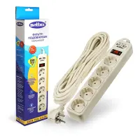 Сетевой фильтр Svittex SV-024 5 гнезд 3м 2хUSB 10А 3х0.75мм2                                        