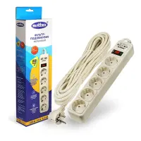 Сетевой фильтр Svittex SV-025 5 гнезд 5м 2хUSB 10А 3х0.75мм2                                        