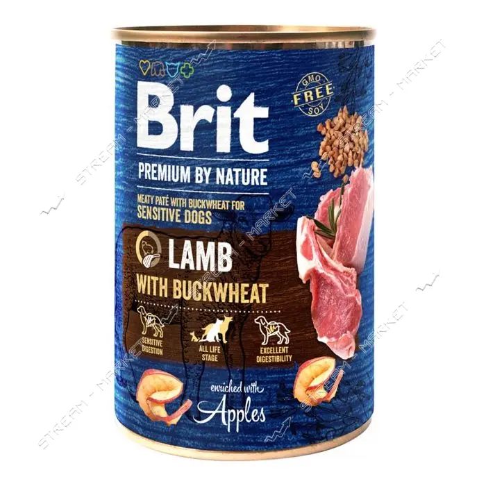 Консервы для собак Brit Premium by Nature ягненок с гречкой 400г                                    