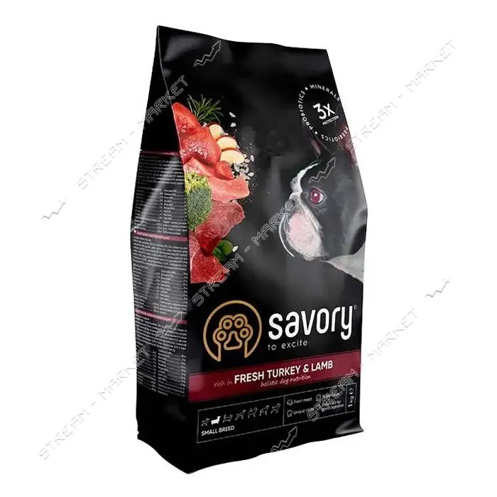 Сухой корм для собак Savory малых пород Индейка и ягненок 1кг                                       