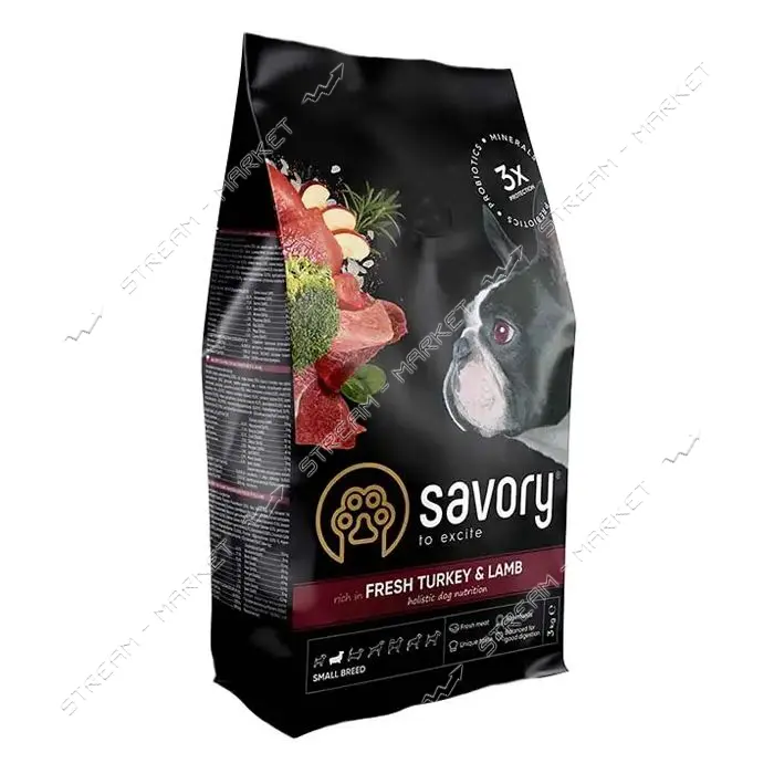 Сухой корм Savory для собак малых пород Индейка и ягненок 3кг