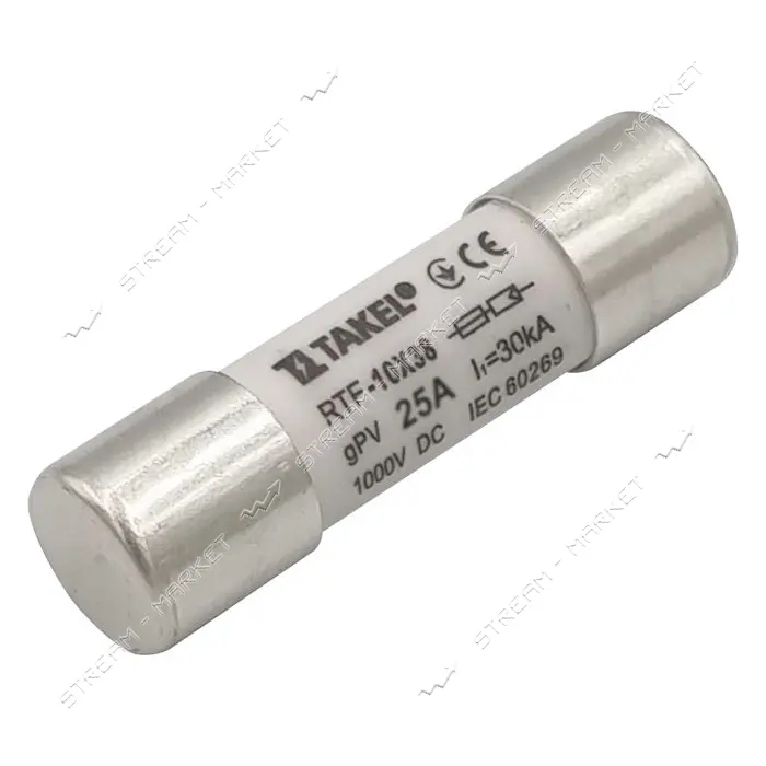 Плавкий предохранитель Takel RTF 10х38 25А 1000V DC                                                 