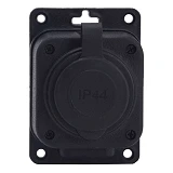 Розетка Bylion каучук стационарная 1KMP 2Р плюс РЕ 16А IP44 черная