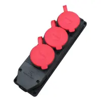 Розетка Bylion каучук тройная стационарная 3KMPT 3Р плюс РЕ 3х25А IP44 черно-красная                