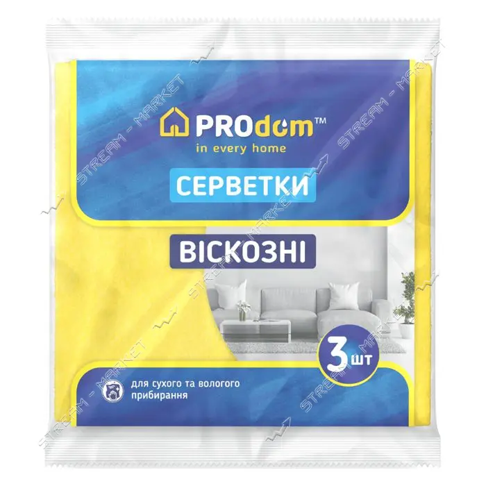 Салфетки вискозные Prodom для уборки 3шт (30*36)