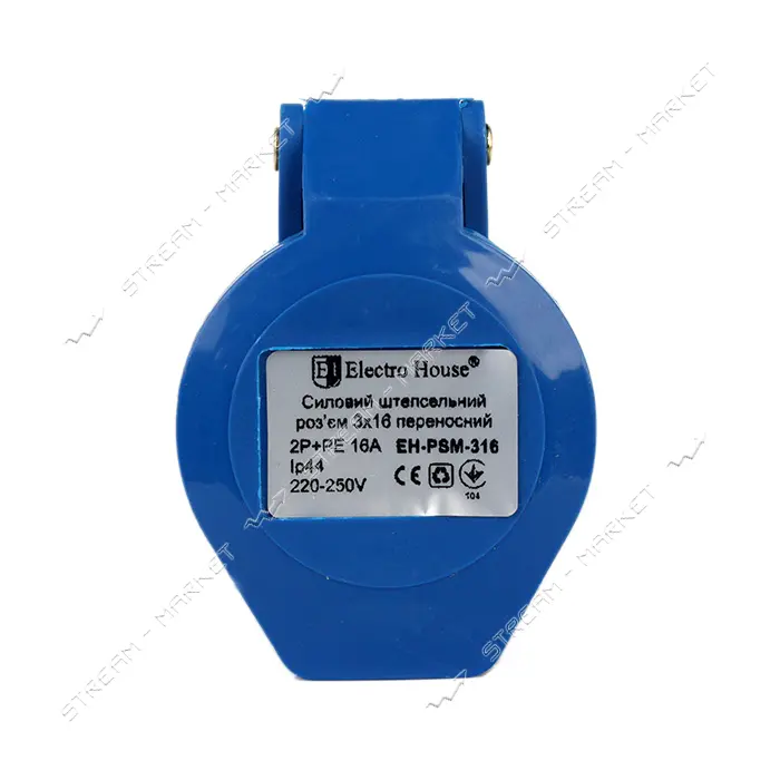 Розетка переносная Electro House EH-PSM-316 3 контакта 2P plus PE 16А 220В IP44