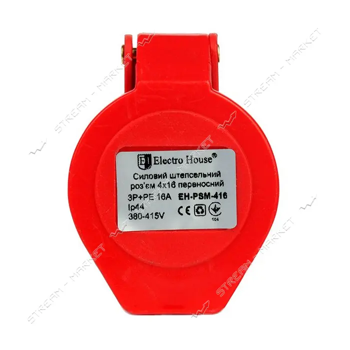 Розетка переносная Electro House EH-PSM-416 4 контакта 3P plus PE 16А 220В IP44                     