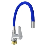 Смеситель для кухни Zerix SOP7 с ручкой А045 с силиконовым изливом синий