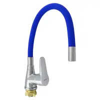 Смеситель для кухни Zerix SOP7 с ручкой А045 с силиконовым изливом синий                            