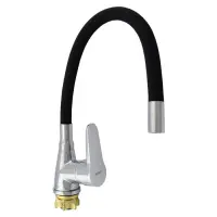 Смеситель для кухни Zerix SOP7 с ручкой А045 с силиконовым изливом черный                           