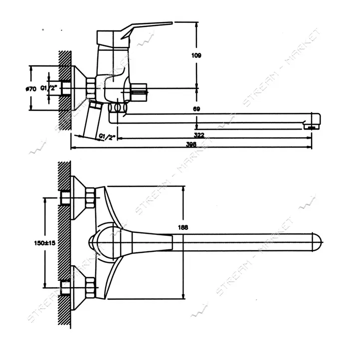 Смеситель для ванны Haiba Zeon 006 euro                                                             