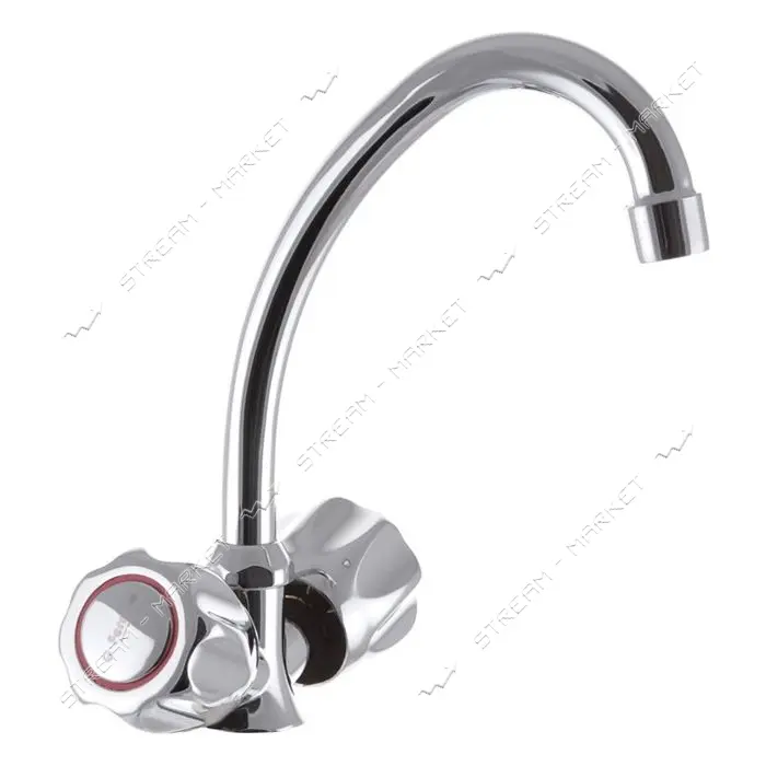 Смеситель для кухни G-Ferro 271 на гайке букса 1/2" ручки-шар 2шт                                   