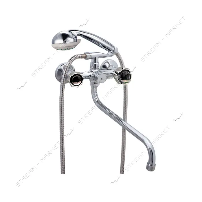 Смеситель для ванны G-Ferro 140 евро длинный букса 1/2" ручки-шар