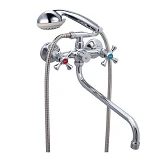 Смеситель для ванны G-Ferro 140 евро длинный букса 1/2" ручки-крест                                 