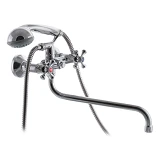 Смеситель для ванны G-Ferro 143 длинный букса 1/2" ручки-крест                                      