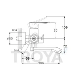 Смеситель для ванны короткий Troya FOB3-А134 картридж 35мм