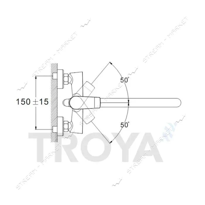 Смеситель для ванны длинный Troya FOB7-А134 картридж 35мм                                           