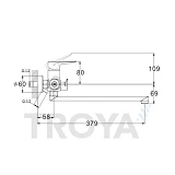 Смеситель для ванны длинный Troya FOB7-А134 картридж 35мм                                           