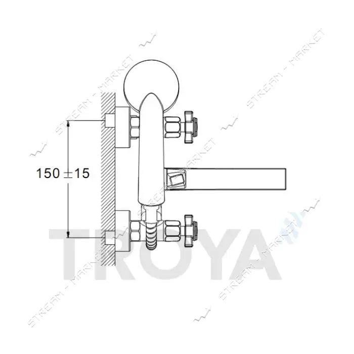 Смеситель для ванны короткий Troya QMG3-A621 поворотный излив и букса