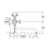 Смеситель для ванны Troya JIM7-A721 длинный с буксой