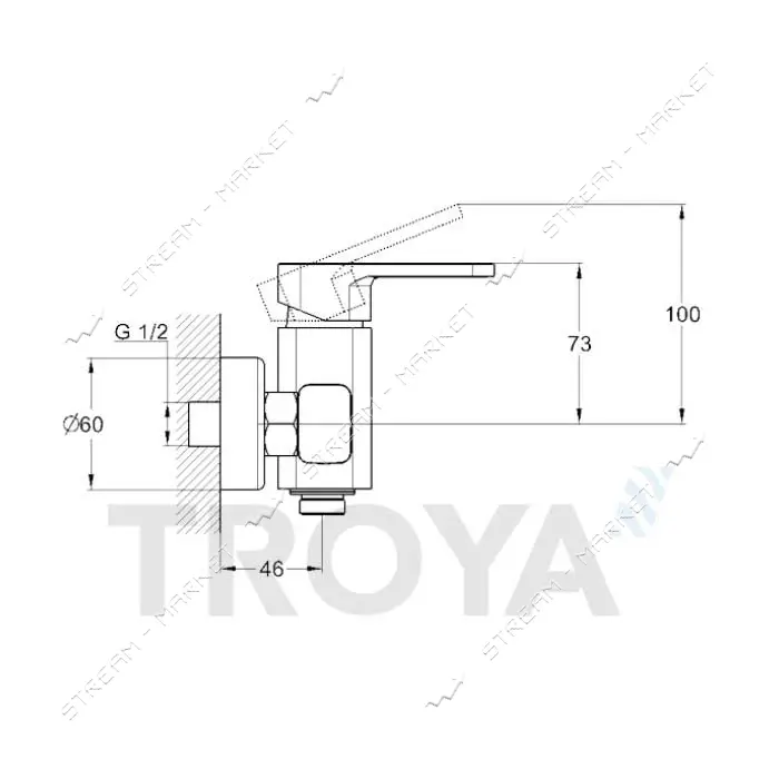 Смеситель для душевой кабины Troya NOD5-A188 картридж 35мм