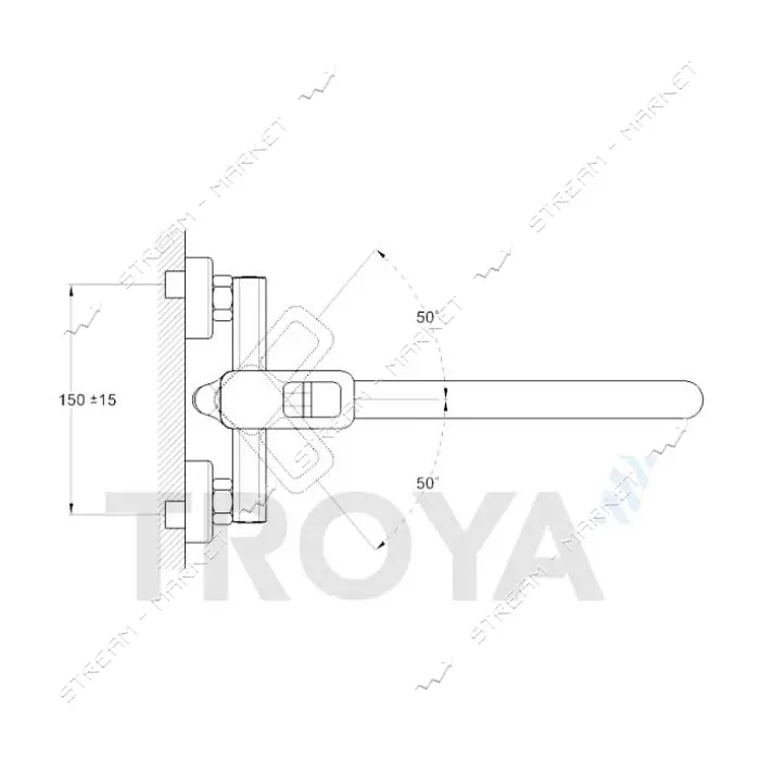 Смеситель для ванны длинный Troya NOD7-A188 картридж 35мм                                           