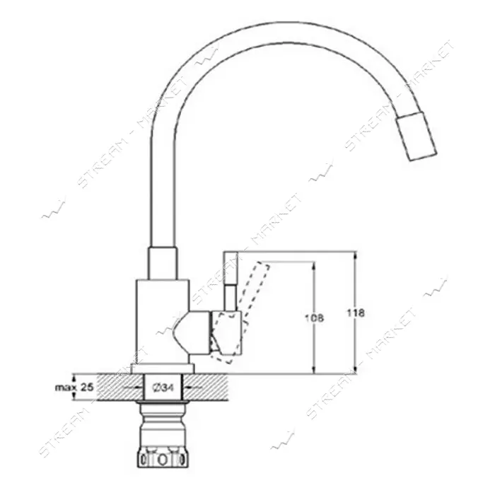 Смеситель для кухни ухо Solone EZA4-F090BU гибкий излив синий                                       