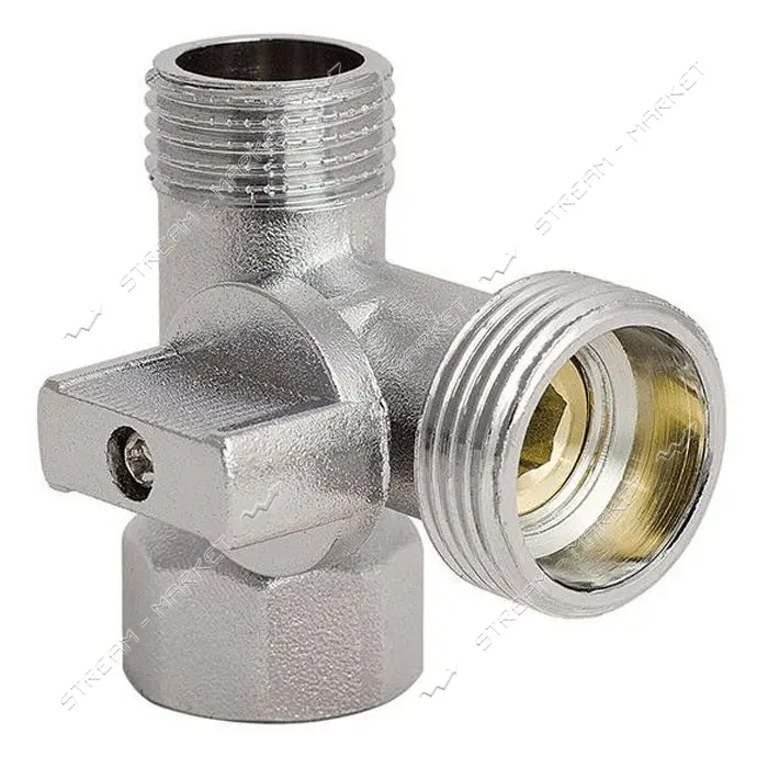 Кран Koer KR.515 тройной шаровый 1/2"Нx3/4"Нx1/2"В                                                  
