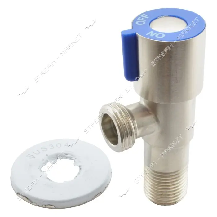Кран Zerix VAL-01-1/2"x1/2" для подключения сантехприборов нержавеющая сталь SUS304 синий           