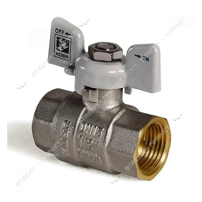 Шаровый кран Koer KR.217.W 3/4" В/В с белой ручкой бабочкой вода шар латунь PN40