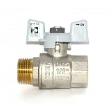 Шаровый кран Koer шар латунь 1/2" В/Н с белой ручкой бабочкой вода PN40