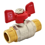 Шаровый кран Koer 1/2" Н/Н с красной ручкой бабочкой вода шар латунный шар PN40                     