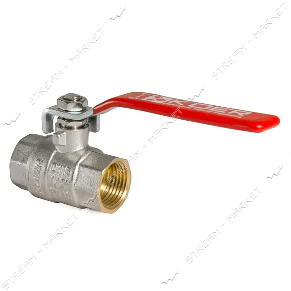 Шаровый кран Koer 1/2" В/В с красной ручкой рычаг вода латунный шар PN40                            