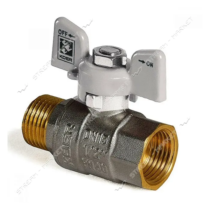 Шаровый кран Koer KR.218.W 3/4" В/Н с белой ручкой бабочкой вода шар латунь PN40 161 гр