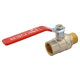 Шаровый кран Koer 1/2" В/Н с красной ручкой рычаг вода латунный шар PN40                            